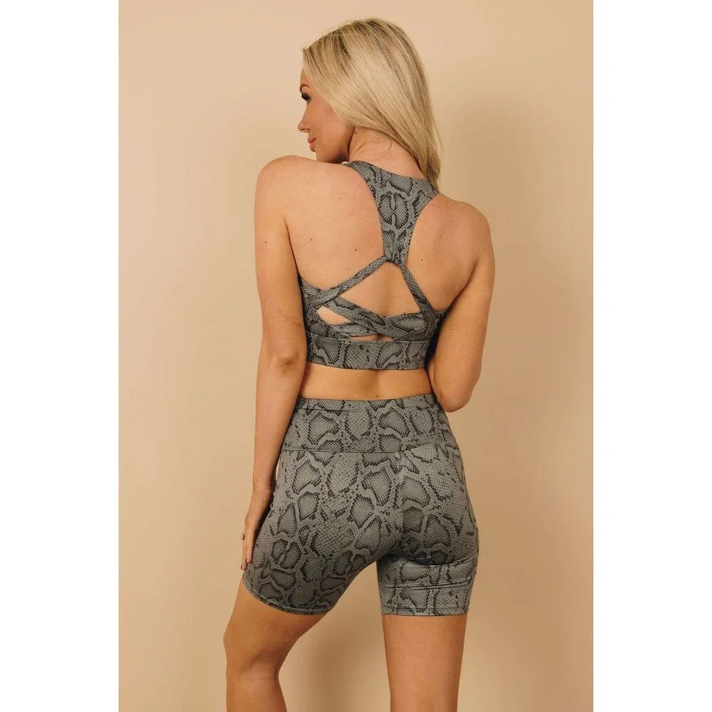 Lewis Activewear Set: Slimming Yoga Gym Matching Workout Outfit Green Large